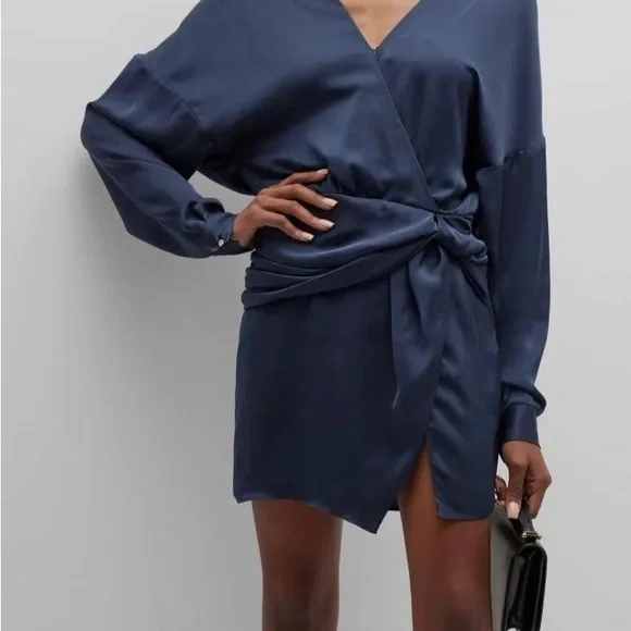 NWT Ramy Brook Jaymie Wrap Dress Navy - Picture 2 of 3